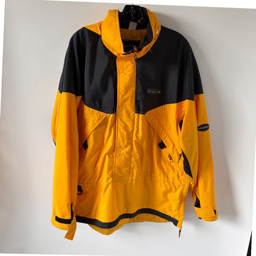 Mobius Gatorwear Anorak Jacket Men XL Yellow Black Gorpcore Windbreaker Pullover